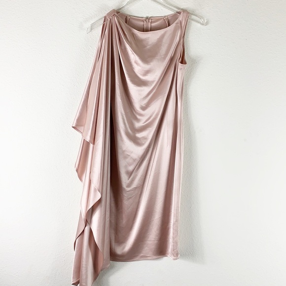 St. John Pink Silk Side Drape Cocktail Dress 2 - Picture 1 of 7